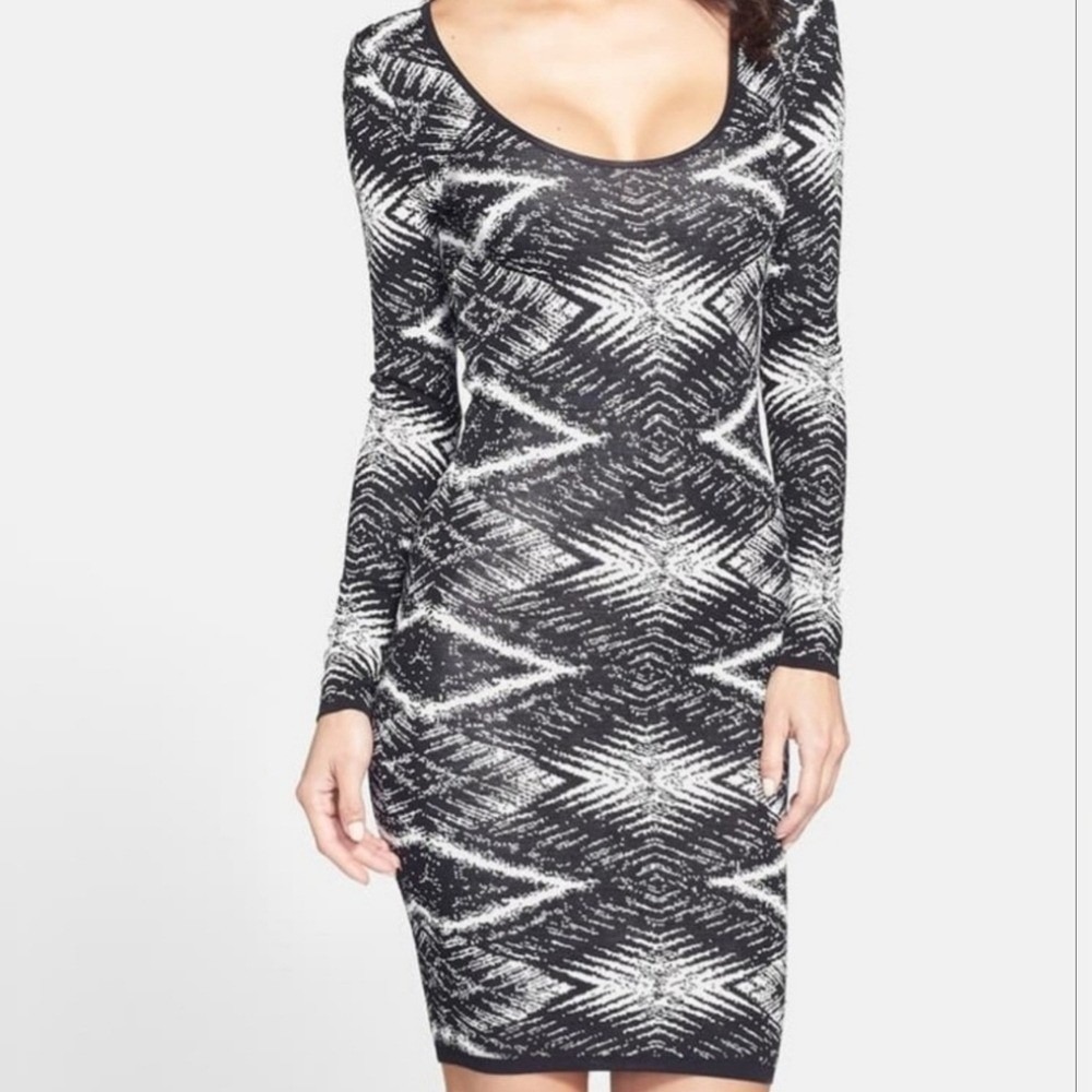 Plenty‎ by Tracy Reese Felicity Dress Ivory Black Geometric Sweater Knit XL